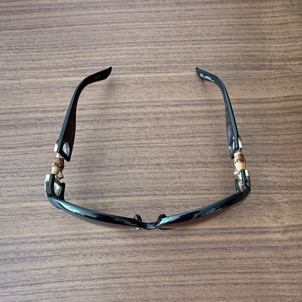 GUCCI BLACK BAMBOO HORSEBIT SUNGLASSES - Picture 5 of 8